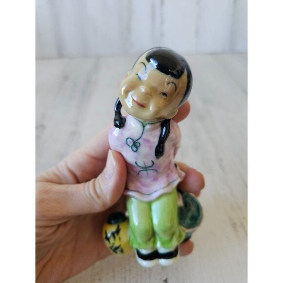 Gort vintage lil pumpkin girl statue figurine Chinese Japanese lanterns bone chi - Picture 8 of 10